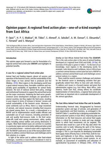Opinion paper: A regional feed action plan – one-of-a-kind example from East Africa