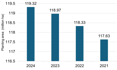 Figure 2a.Planting area of crops in China: total planting area of all crops